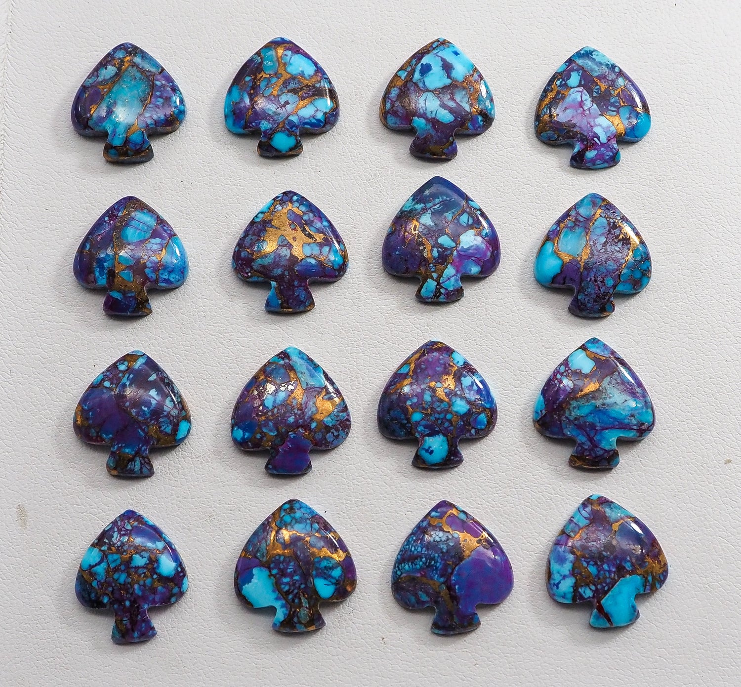 Purple Copper Turquoise Spades Shape Lot Gemstone 16mm Calibrated Gemstone For Jewelry Making