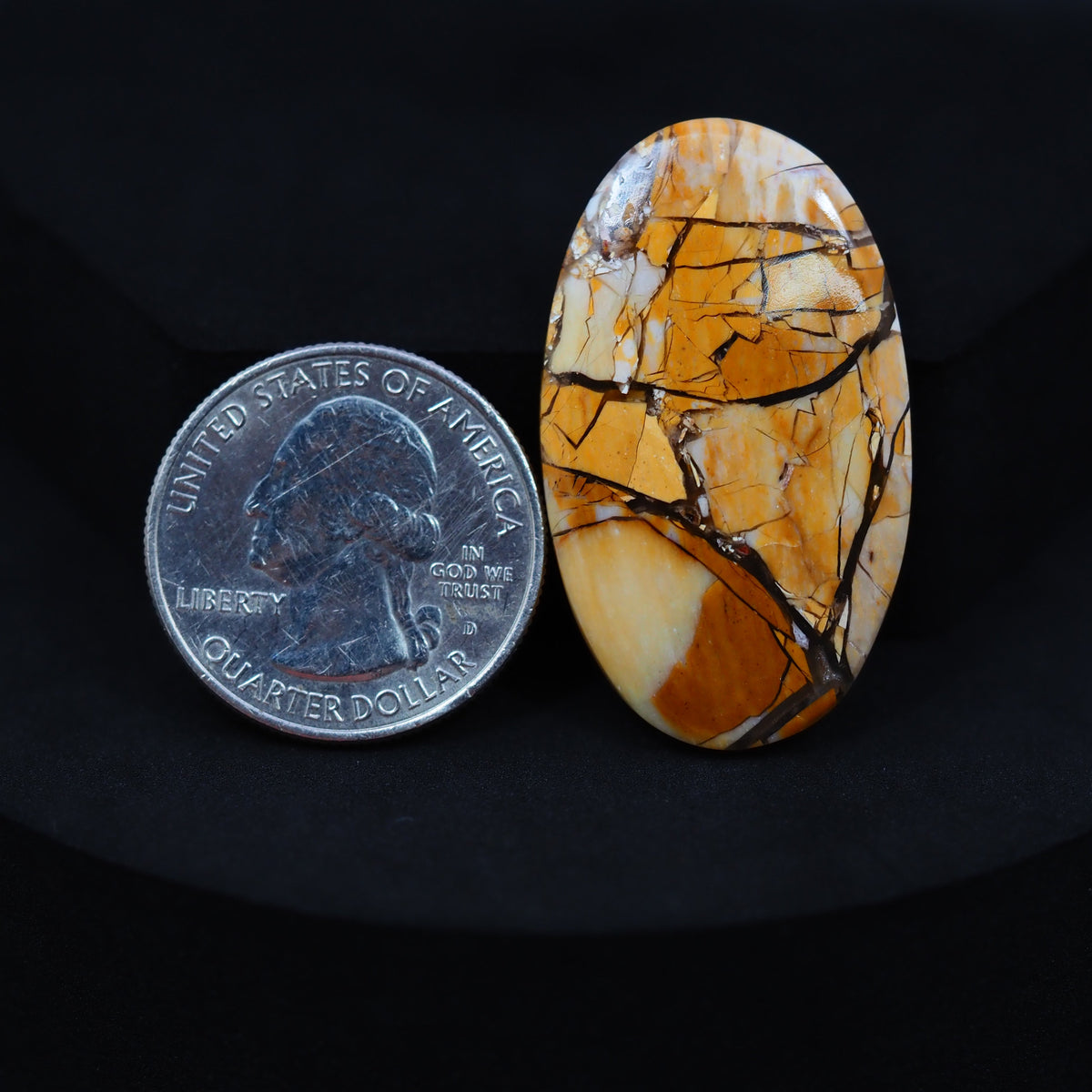 Natural Mookaite Jasper cabochons showing mustard yellow red and burgundy colour banding - Pedra Gems