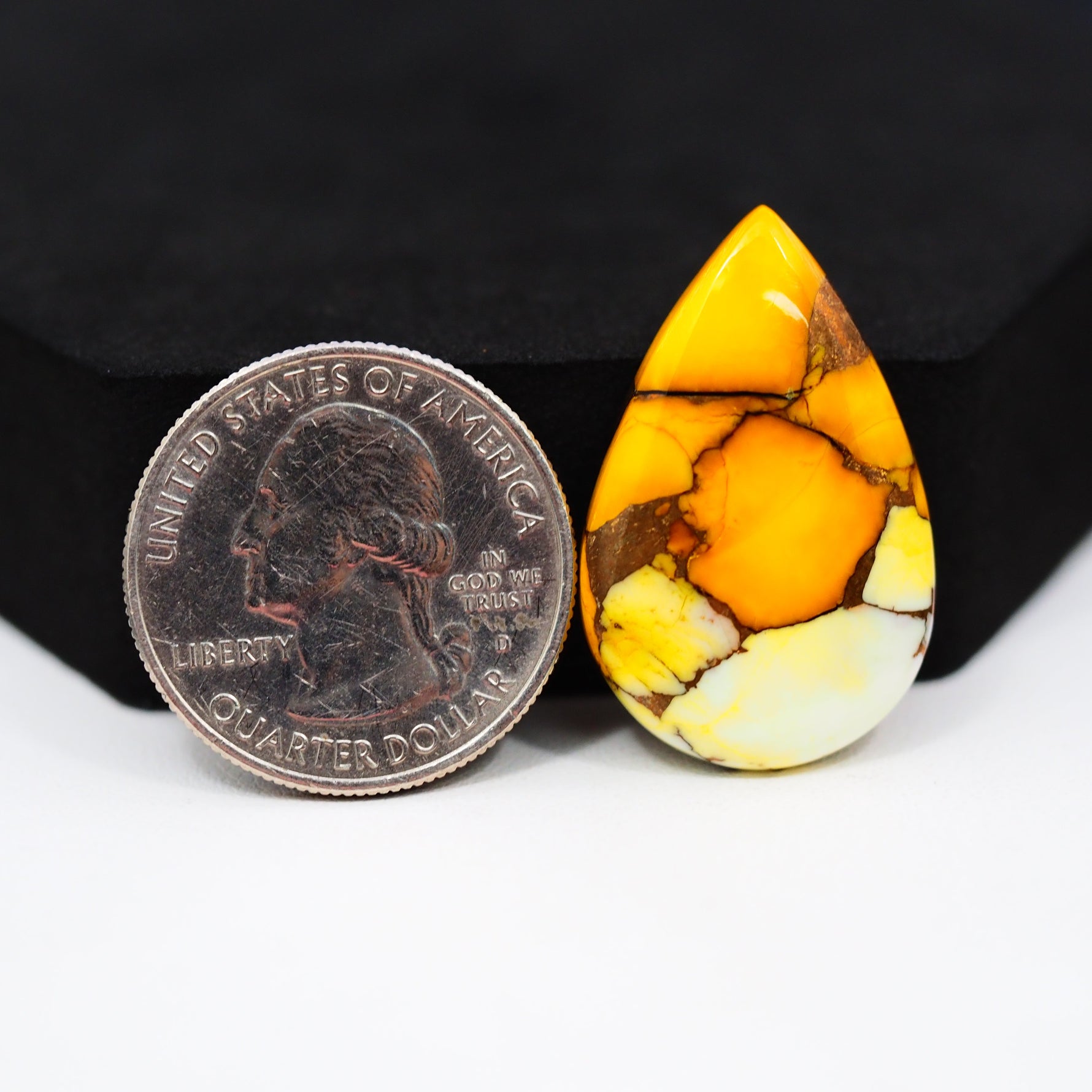 Honey Dahlia cabochon, honey-gold White Buffalo-type stone with bronze matrix