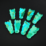 Natural Mohave Turquoise Horse Face Cabochon 30x14mm - blue-green turquoise with bronze matrix, ships to Europe, Japan, Canada, Australia, NZ & worldwide - Pedra Gems.