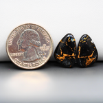 Kingman Black Buffalo Copper Composite Freeform Cabochon Pair 17x11x3mm 10ct - black stone with bright copper veins - Pedra Gems