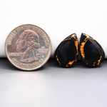 Kingman Black Buffalo Copper Composite Pear Cabochon Pair 18x12x3mm 12ct - black stone with bright copper veins - Pedra Gems