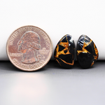 Kingman Black Buffalo Copper Composite Freeform Cabochon Pair 17x11x3mm 11ct - black stone with bright copper veins - Pedra Gems