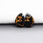 Kingman Black Buffalo Copper Composite Freeform Cabochon Pair 17x11x3mm 11ct - black stone with bright copper veins - Pedra Gems