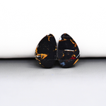Kingman Black Buffalo Copper Composite Freeform Cabochon Pair 17x11x3mm 11ct - black stone with bright copper veins - Pedra Gems