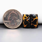 Kingman Black Buffalo Copper Composite Baguette Cabochon Pair 18x9x4mm 14ct - black stone with bright copper veins - Pedra Gems