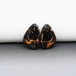 Kingman Black Buffalo Copper Composite Freeform Cabochon Pair 17x11x3mm 10ct - black stone with bright copper veins - Pedra Gems
