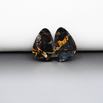 Kingman Black Buffalo Copper Composite Freeform Cabochon Pair 17x11x3mm 10ct - black stone with bright copper veins - Pedra Gems