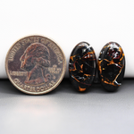 Kingman Black Buffalo Copper Composite Oval Cabochon Pair 20x11x3mm 14ct - black stone with bright copper veins - Pedra Gems