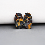 Kingman Black Buffalo Copper Composite Oval Cabochon Pair 20x11x3mm 14ct - black stone with bright copper veins - Pedra Gems