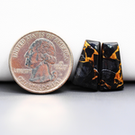 Kingman Black Buffalo Copper Composite Trapezoid Cabochon Pair 18x10x3mm 11.5ct - black stone with bright copper veins - Pedra Gems