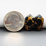 Kingman Black Buffalo Copper Composite Hexagon Cabochon Pair 15x10x4mm 13ct - black stone with bright copper veins - Pedra Gems