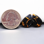 Kingman Black Buffalo Copper Composite Pear Cabochon Pair 17x11x3mm 12ct - black stone with bright copper veins - Pedra Gems