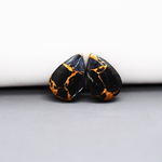 Kingman Black Buffalo Copper Composite Pear Cabochon Pair 17x11x3mm 12ct - black stone with bright copper veins - Pedra Gems