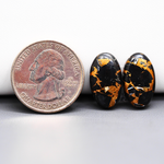 Kingman Black Buffalo Copper Composite Oval Cabochon Pair 18x11x3mm 12ct - black stone with bright copper veins - Pedra Gems