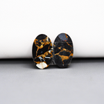 Kingman Black Buffalo Copper Composite Oval Cabochon Pair 18x11x3mm 12ct - black stone with bright copper veins - Pedra Gems