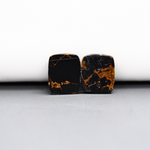 Kingman Black Buffalo Copper Composite Cushion Cabochon Pair 15x12x3mm 11.5ct - black stone with bright copper veins - Pedra Gems