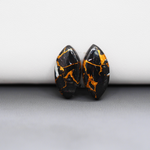 Kingman Black Buffalo Copper Composite Marquise Cabochon Pair 18x9x3mm 11ct - black stone with bright copper veins - Pedra Gems