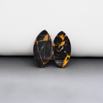 Kingman Black Buffalo Copper Composite Marquise Cabochon Pair 18x9x3mm 11ct - black stone with bright copper veins - Pedra Gems