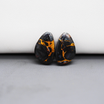 Kingman Black Buffalo Copper Composite Freeform Cabochon Pair 18x11x3mm 11ct - black stone with bright copper veins - Pedra Gems