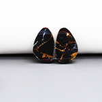 Kingman Black Buffalo Copper Composite Freeform Cabochon Pair 17x11x3mm 10ct - black stone with bright copper veins - Pedra Gems