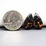 Kingman Black Buffalo Copper Composite Pear Cabochon Pair 20x11x3mm 13.5ct - black stone with bright copper veins - Pedra Gems