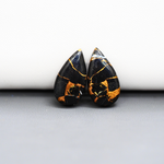 Kingman Black Buffalo Copper Composite Pear Cabochon Pair 20x11x3mm 13.5ct - black stone with bright copper veins - Pedra Gems