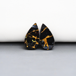Kingman Black Buffalo Copper Composite Pear Cabochon Pair 20x11x3mm 13.5ct - black stone with bright copper veins - Pedra Gems
