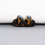 Kingman Black Buffalo Copper Composite Heart Cabochon Pair 14x14x4mm 12ct - black stone with bright copper veins - Pedra Gems