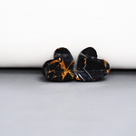 Kingman Black Buffalo Copper Composite Heart Cabochon Pair 14x14x4mm 12ct - black stone with bright copper veins - Pedra Gems