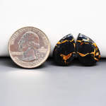 Kingman Black Buffalo Copper Composite Pear Cabochon Pair 20x13x3mm 12.5ct - black stone with bright copper veins - Pedra Gems