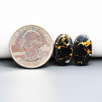Kingman Black Buffalo Copper Composite Oval Cabochon Pair 17x10x3mm 11.5ct - black stone with bright copper veins - Pedra Gems