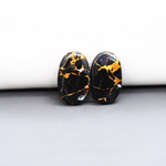 Kingman Black Buffalo Copper Composite Oval Cabochon Pair 17x10x3mm 11.5ct - black stone with bright copper veins - Pedra Gems