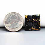 Kingman Black Buffalo Copper Composite Baguette Cabochon Pair 20x9x3mm 12.5ct - black stone with bright copper veins - Pedra Gems