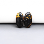Kingman Black Buffalo Copper Composite Oval Cabochon Pair 20x10x3mm 13ct - black stone with bright copper veins - Pedra Gems