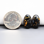 Kingman Black Buffalo Copper Composite Oval Cabochon Pair 18x11x3mm 12ct - black stone with bright copper veins - Pedra Gems