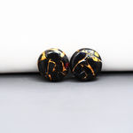 Kingman Black Buffalo Copper Composite Round Cabochon Pair 14x14x4mm 13ct - black stone with bright copper veins - Pedra Gems