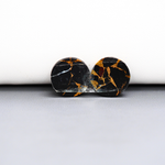 Kingman Black Buffalo Copper Composite Round Cabochon Pair 14x14x4mm 13ct - black stone with bright copper veins - Pedra Gems