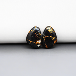 Kingman Black Buffalo Copper Composite Freeform Cabochon Pair 16x11x3mm 10ct - black stone with bright copper veins - Pedra Gems