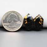 Kingman Black Buffalo Copper Composite Hexagon Cabochon Pair 19x11x3mm 13ct - black stone with bright copper veins - Pedra Gems