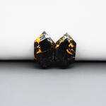 Kingman Black Buffalo Copper Composite Hexagon Cabochon Pair 19x11x3mm 13ct - black stone with bright copper veins - Pedra Gems