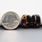 Kingman Black Buffalo Copper Composite Cushion Cabochon Pair 18x13x3mm 14ct - black stone with bright copper veins - Pedra Gems