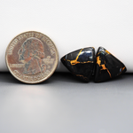 Kingman Black Buffalo Copper Composite Trillion Cabochon Pair 16x15x3mm 12ct - black stone with bright copper veins - Pedra Gems