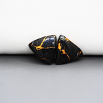 Kingman Black Buffalo Copper Composite Trillion Cabochon Pair 16x15x3mm 12ct - black stone with bright copper veins - Pedra Gems
