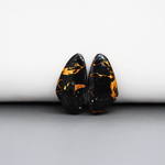 Kingman Black Buffalo Copper Composite Freeform Cabochon Pair 20x10x3mm 10.5ct - black stone with bright copper veins - Pedra Gems