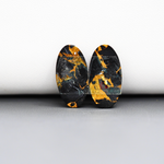 Kingman Black Buffalo Copper Composite Oval Cabochon Pair 19x10x3mm 13.5ct - black stone with bright copper veins - Pedra Gems