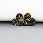 Kingman Black Buffalo Copper Composite Heart Cabochon Pair 13x15x3mm 11.5ct - black stone with bright copper veins - Pedra Gems