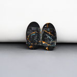 Kingman Black Buffalo Copper Composite Oval Cabochon Pair 19x11x3mm 13.5ct - black stone with bright copper veins - Pedra Gems