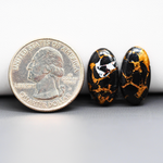 Kingman Black Buffalo Copper Composite Oval Cabochon Pair 19x10x4mm 13ct - black stone with bright copper veins - Pedra Gems