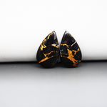 Kingman Black Buffalo Copper Composite Pear Cabochon Pair 19x11x3mm 10.5ct - black stone with bright copper veins - Pedra Gems